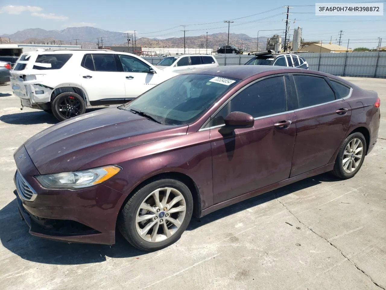 2017 Ford Fusion Se VIN: 3FA6P0H74HR398872 Lot: 70334854