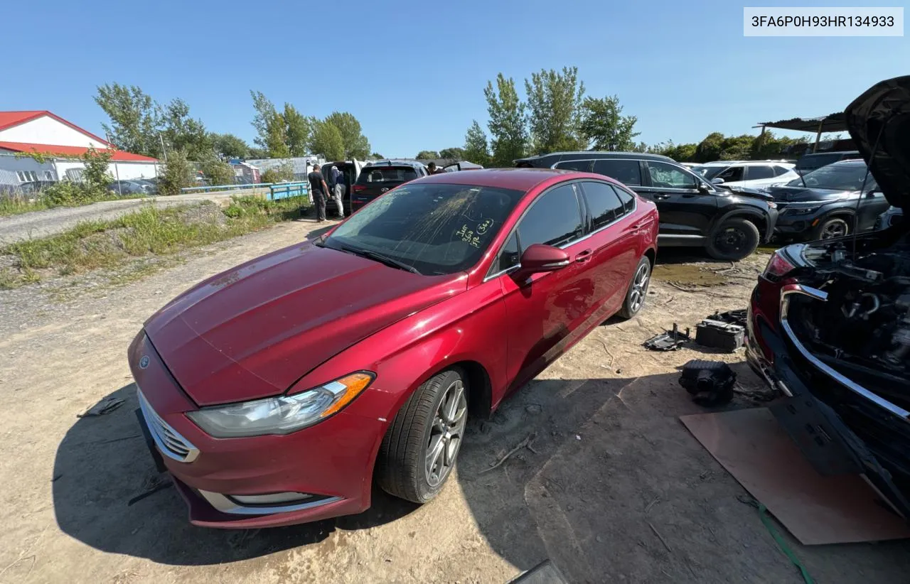 2017 Ford Fusion Se VIN: 3FA6P0H93HR134933 Lot: 70475494