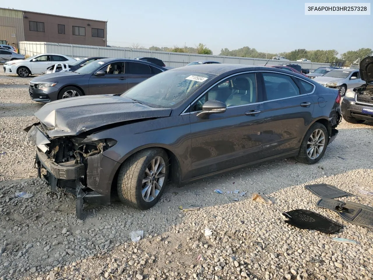 2017 Ford Fusion Se VIN: 3FA6P0HD3HR257328 Lot: 71105654