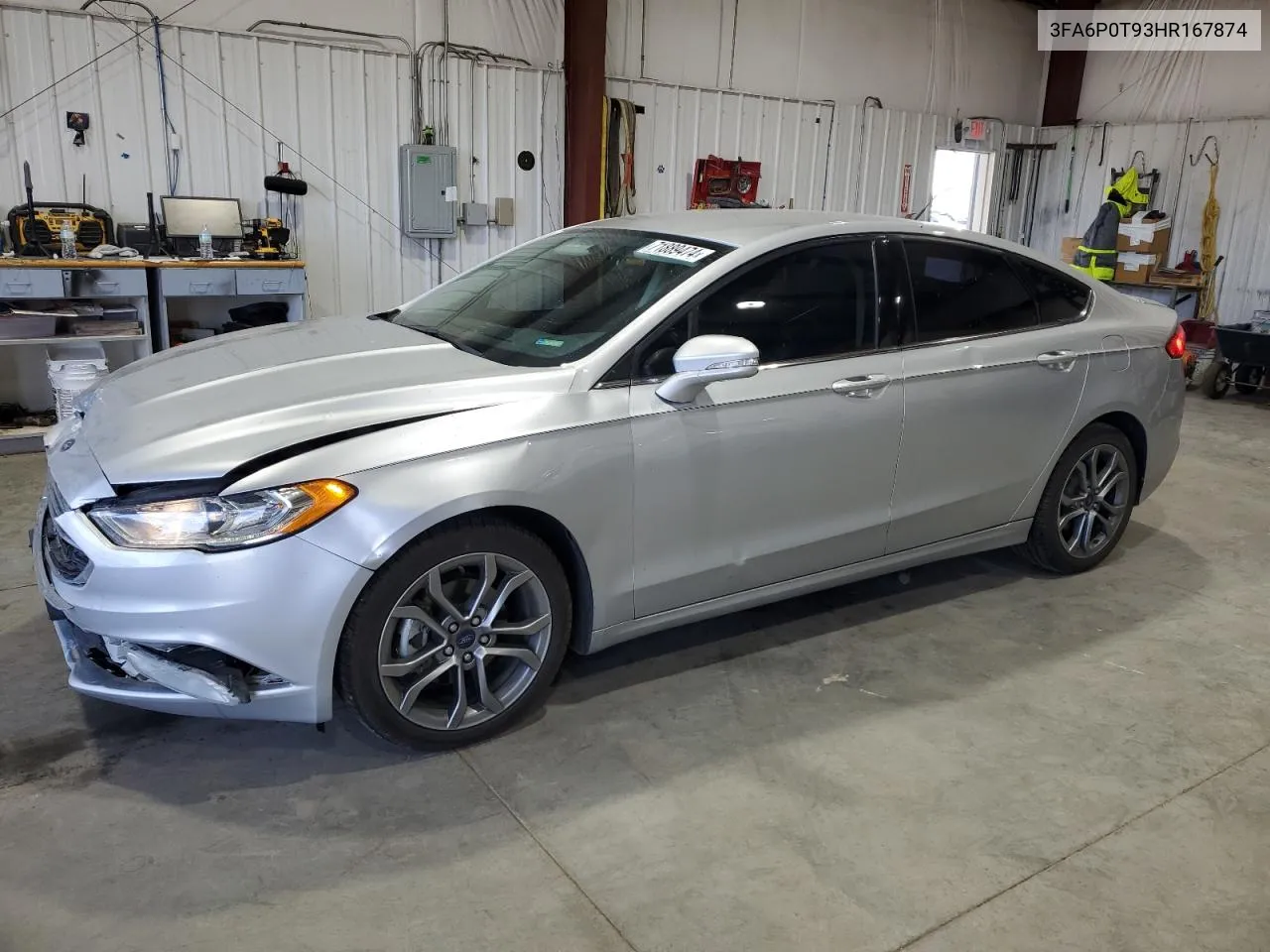 2017 Ford Fusion Se VIN: 3FA6P0T93HR167874 Lot: 71889474