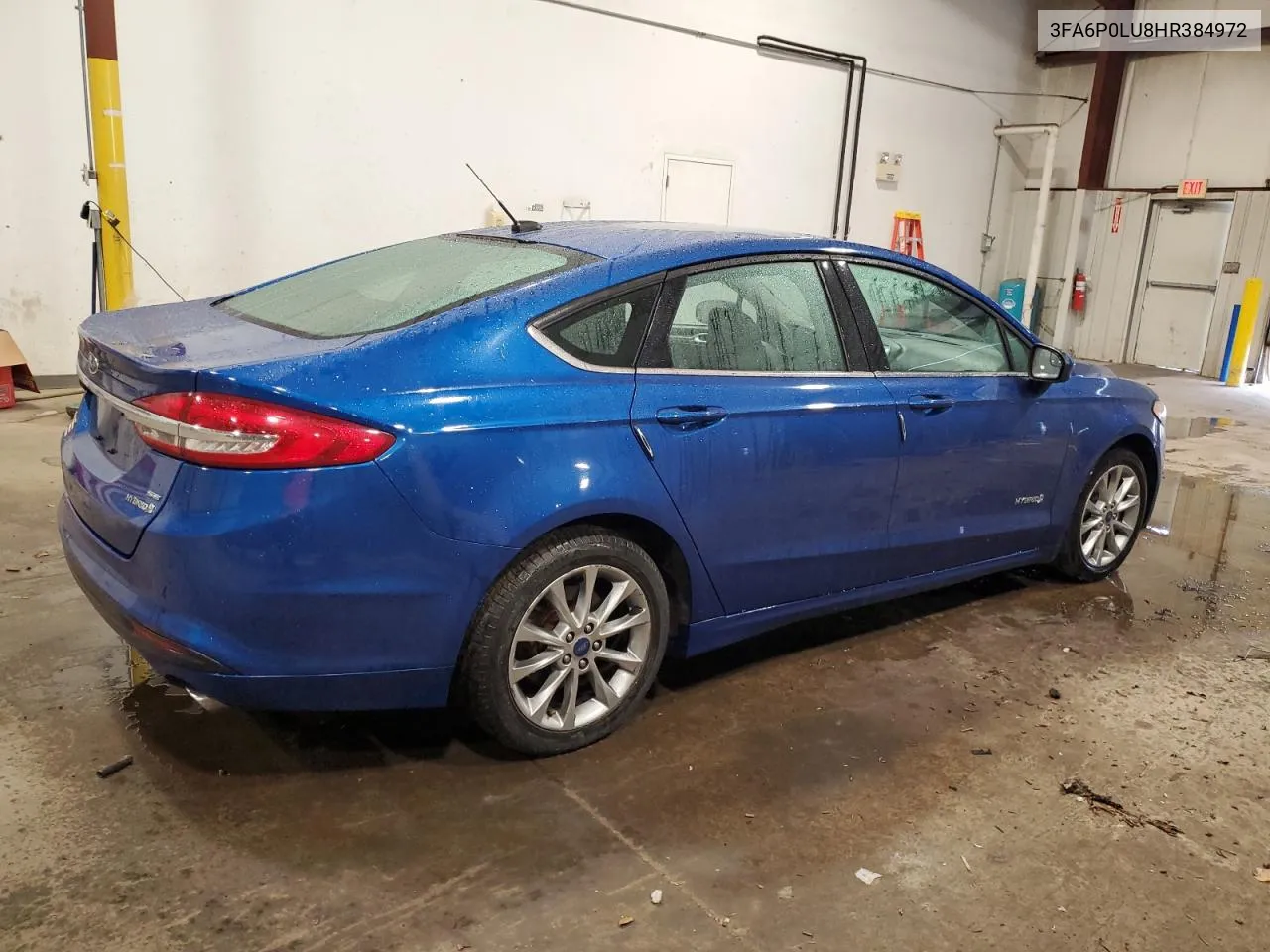 2017 Ford Fusion Se Hybrid VIN: 3FA6P0LU8HR384972 Lot: 73657274