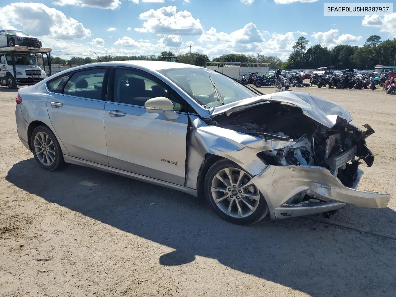 2017 Ford Fusion Se Hybrid VIN: 3FA6P0LU5HR387957 Lot: 73772624