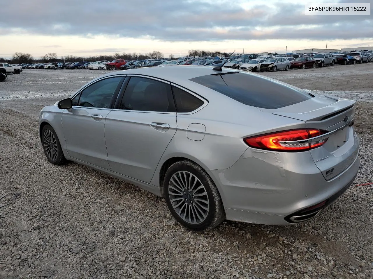 2017 Ford Fusion Titanium VIN: 3FA6P0K96HR115222 Lot: 74212204