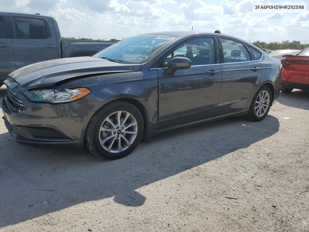 2017 Ford Fusion Se VIN: 3FA6P0HD9HR292598 Lot: 74495524