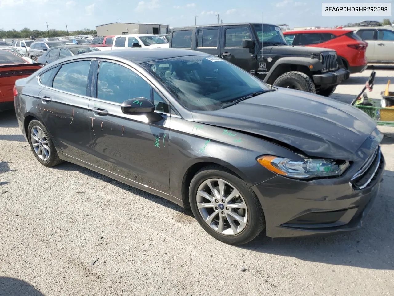 2017 Ford Fusion Se VIN: 3FA6P0HD9HR292598 Lot: 74495524