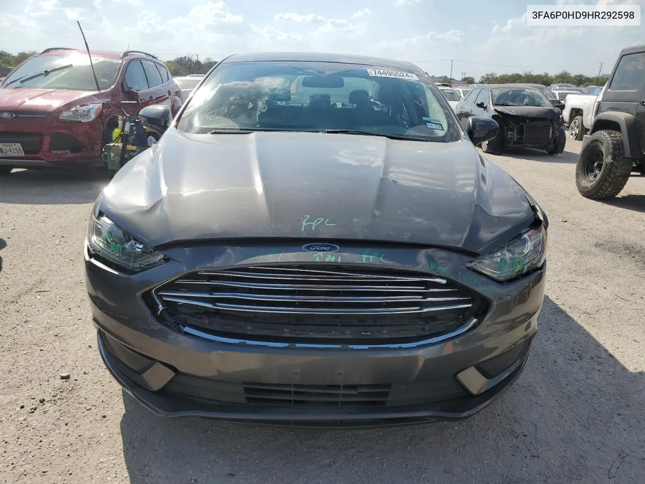 2017 Ford Fusion Se VIN: 3FA6P0HD9HR292598 Lot: 74495524