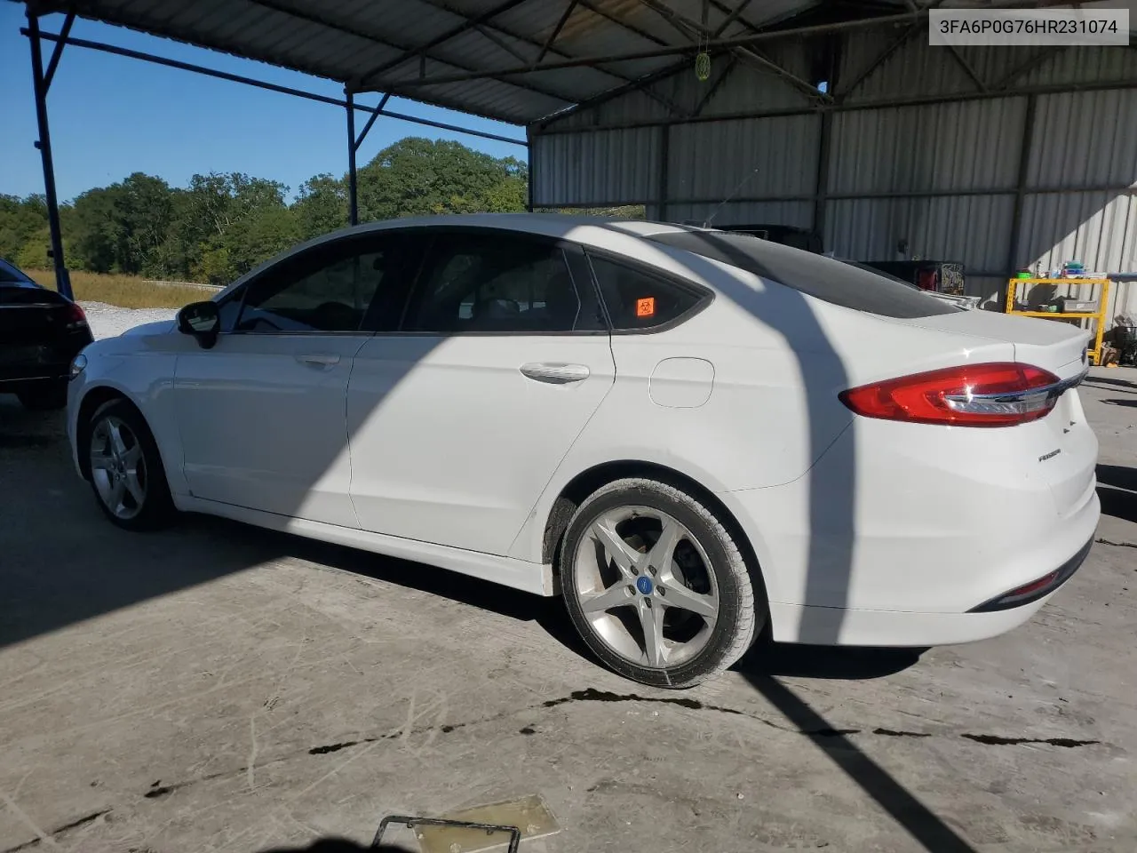 2017 Ford Fusion S VIN: 3FA6P0G76HR231074 Lot: 74624904