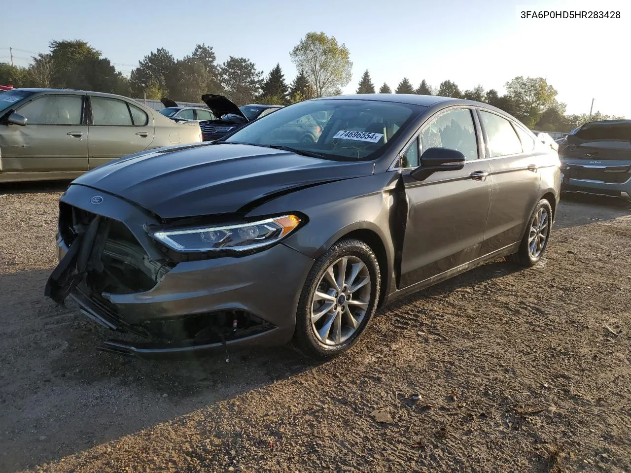 2017 Ford Fusion Se VIN: 3FA6P0HD5HR283428 Lot: 74696554