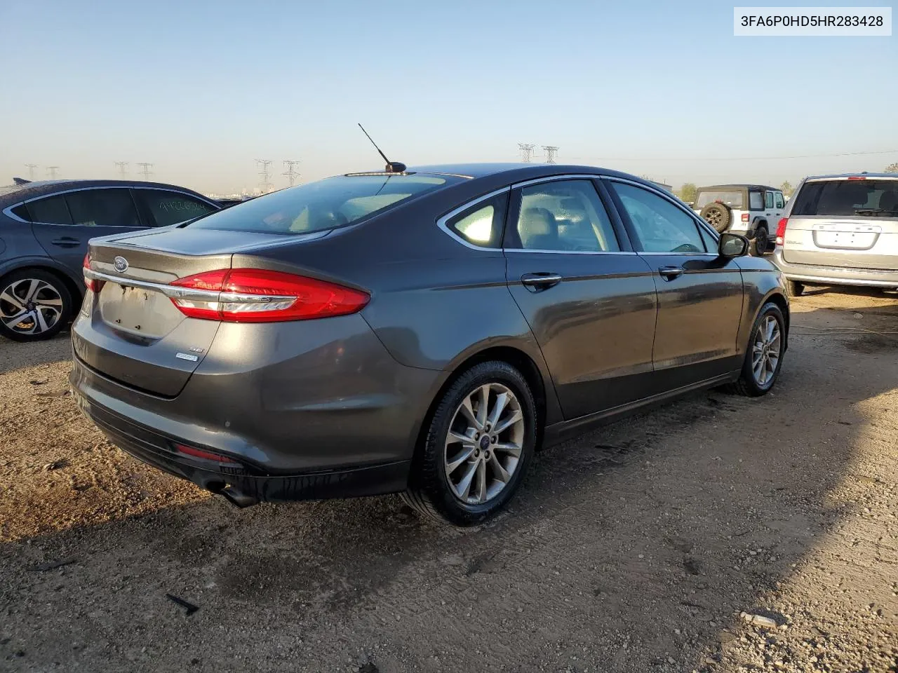 2017 Ford Fusion Se VIN: 3FA6P0HD5HR283428 Lot: 74696554