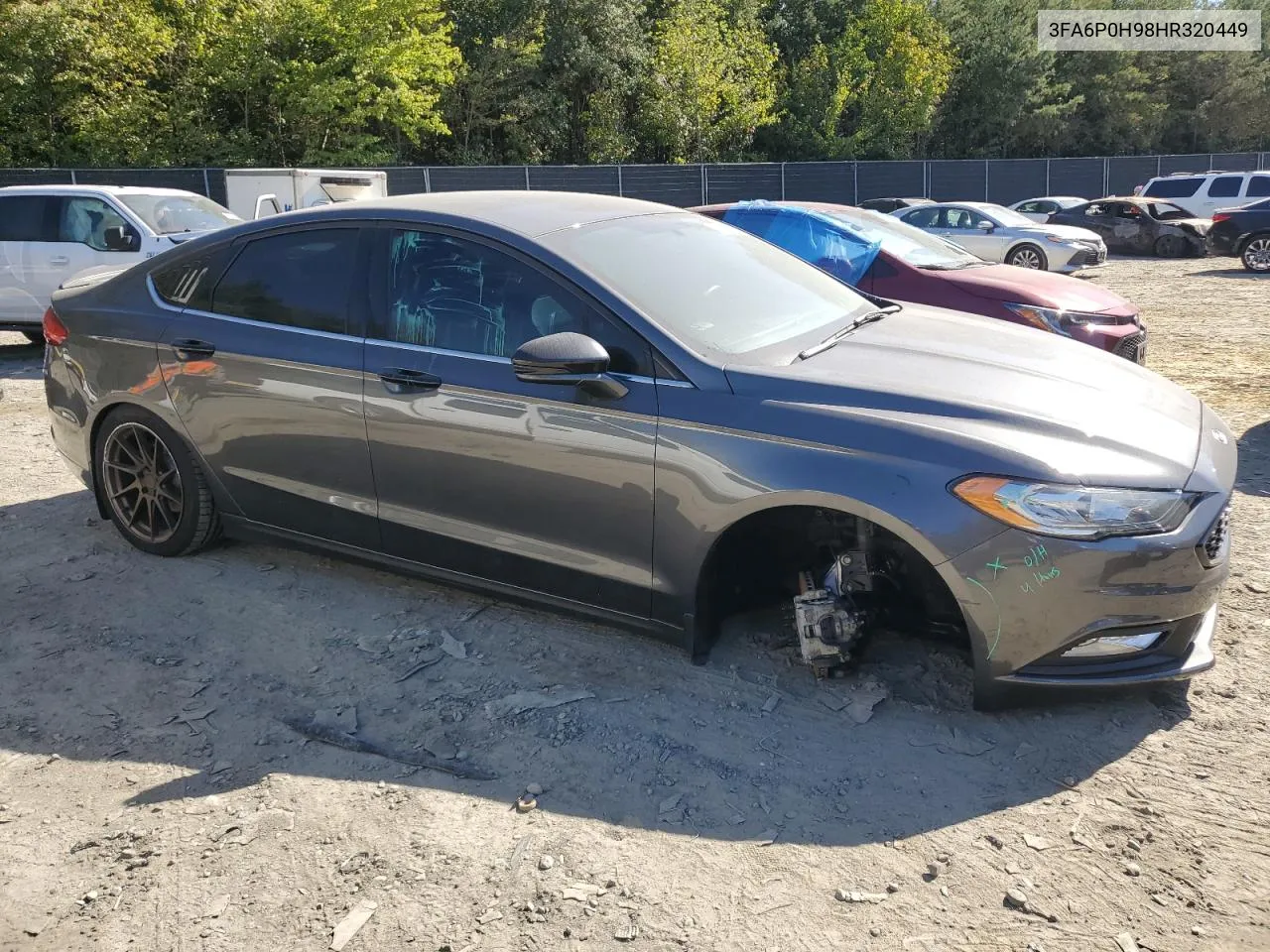 2017 Ford Fusion Se VIN: 3FA6P0H98HR320449 Lot: 75004454