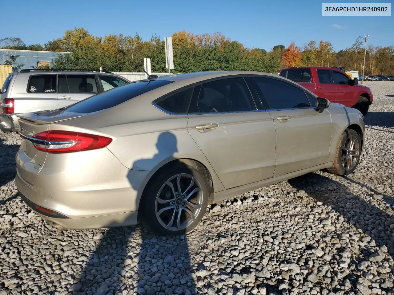 2017 Ford Fusion Se VIN: 3FA6P0HD1HR240902 Lot: 76540264