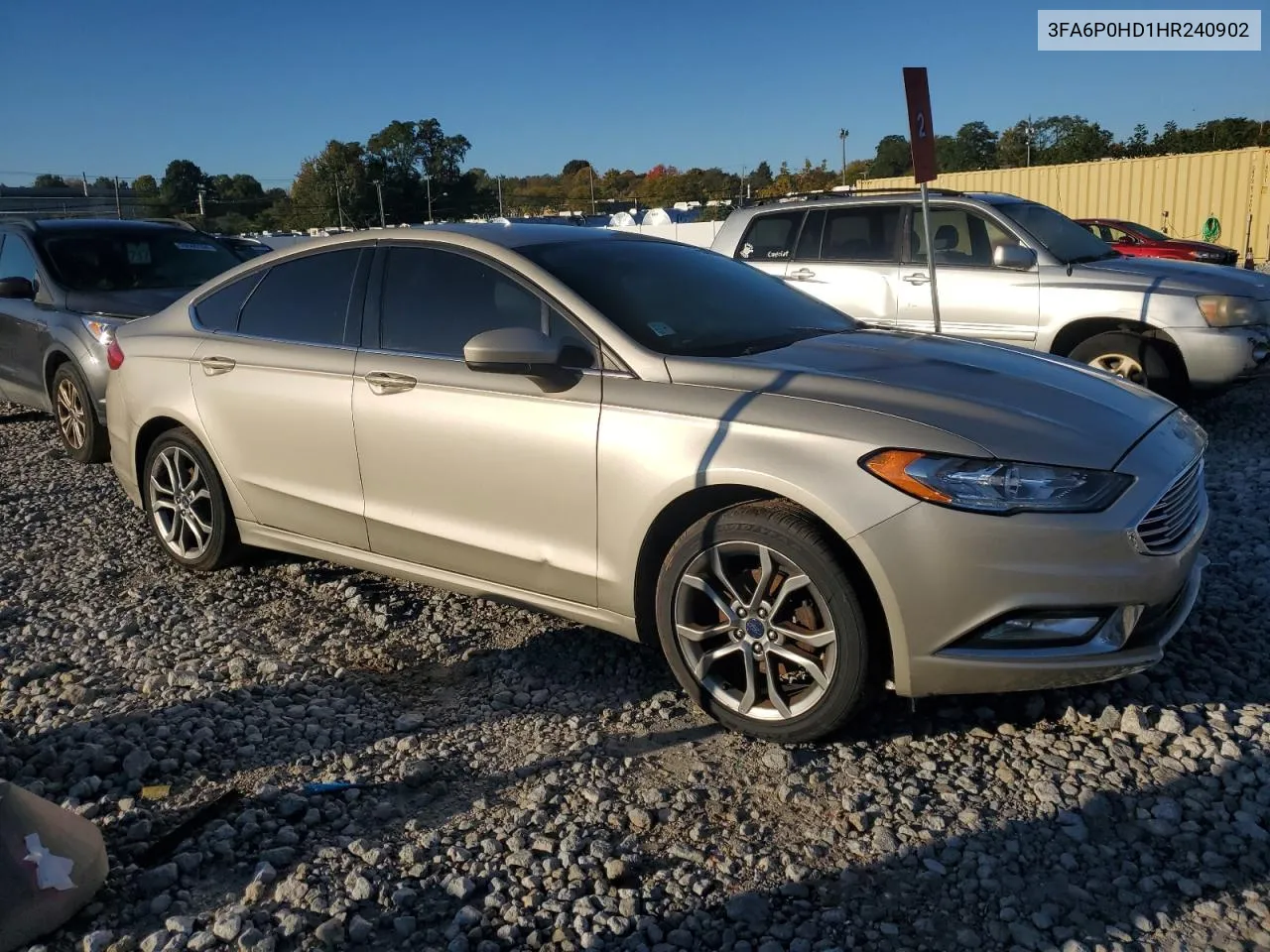 2017 Ford Fusion Se VIN: 3FA6P0HD1HR240902 Lot: 76540264