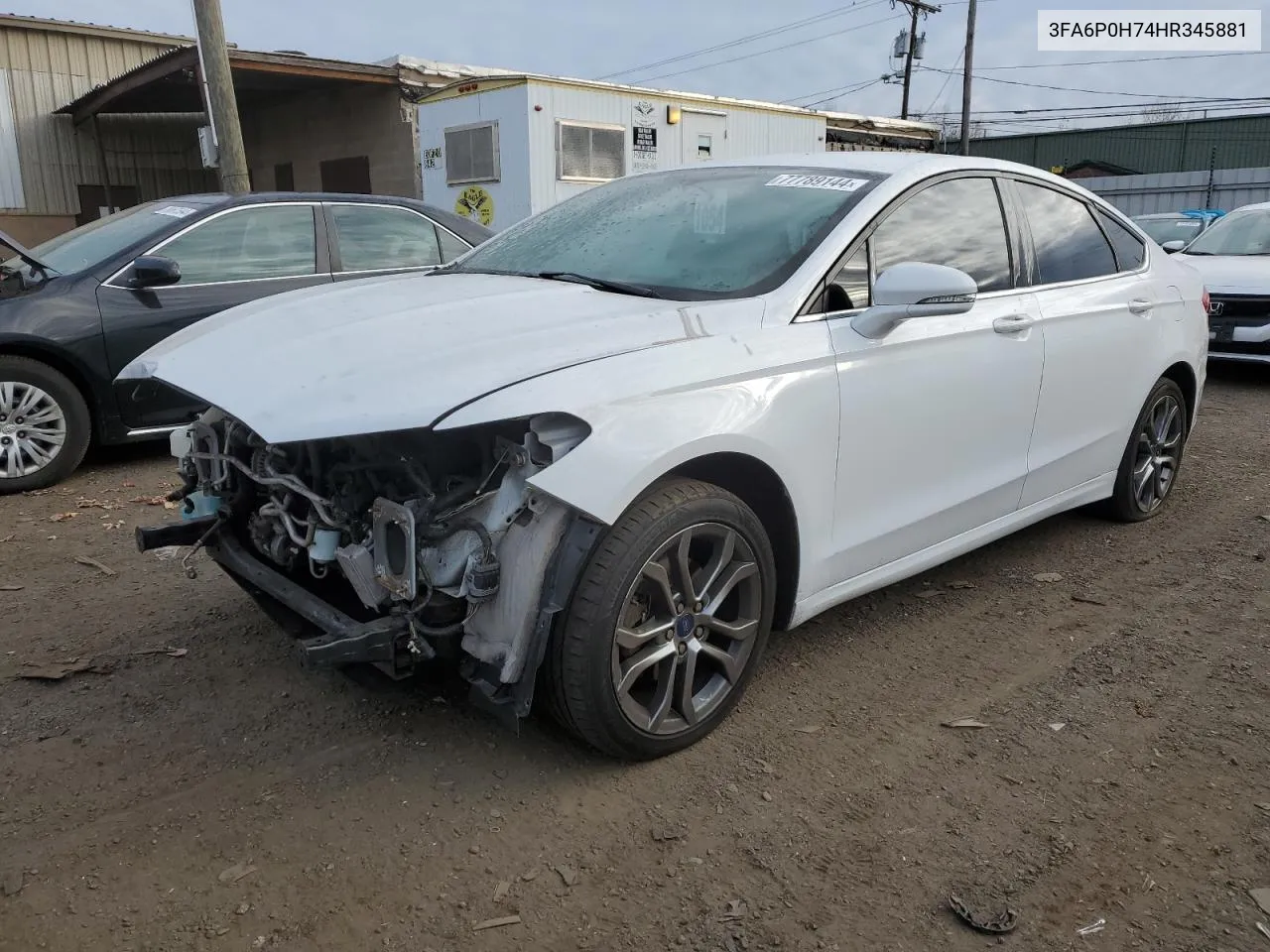 2017 Ford Fusion Se VIN: 3FA6P0H74HR345881 Lot: 77789144