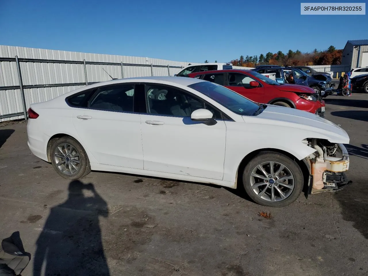 2017 Ford Fusion Se VIN: 3FA6P0H78HR320255 Lot: 77880374