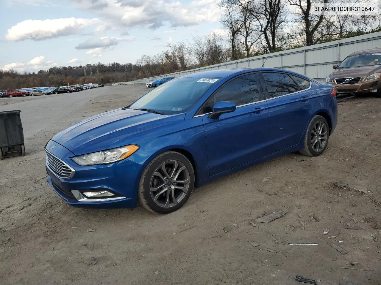 2017 Ford Fusion Se VIN: 3FA6P0HD0HR310647 Lot: 78469674