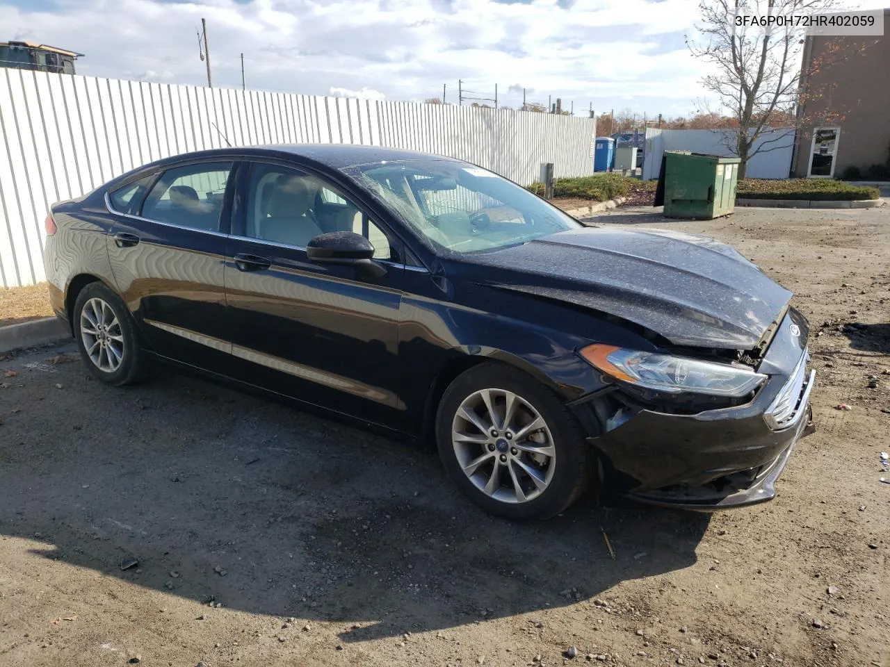 2017 Ford Fusion Se VIN: 3FA6P0H72HR402059 Lot: 79057394