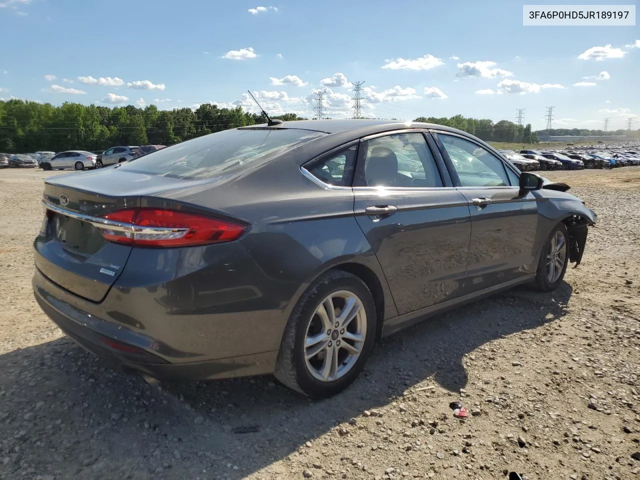 2018 Ford Fusion Se VIN: 3FA6P0HD5JR189197 Lot: 52661694