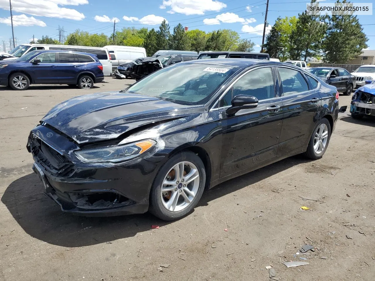 2018 Ford Fusion Se VIN: 3FA6P0HDXJR250155 Lot: 54138804