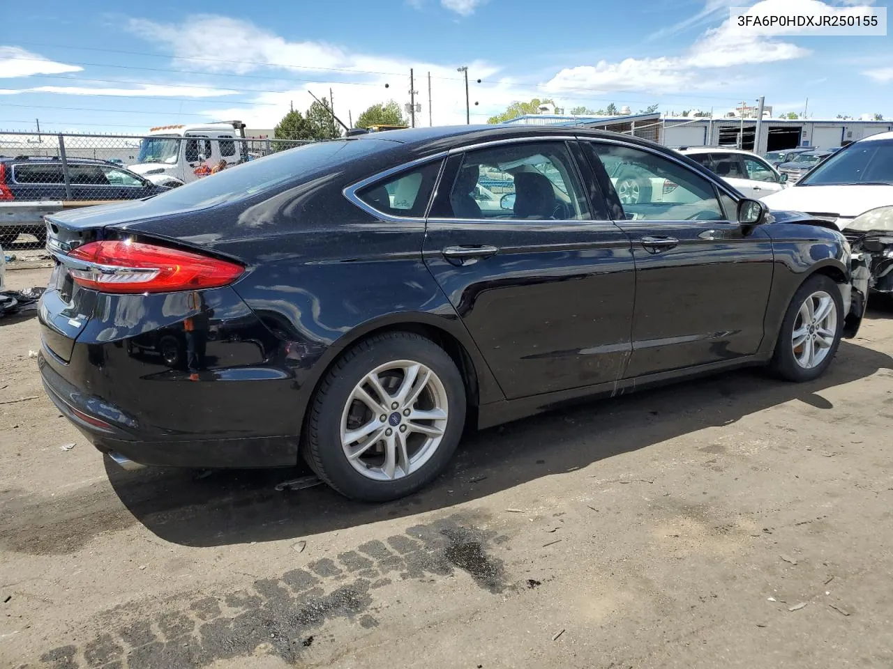 2018 Ford Fusion Se VIN: 3FA6P0HDXJR250155 Lot: 54138804