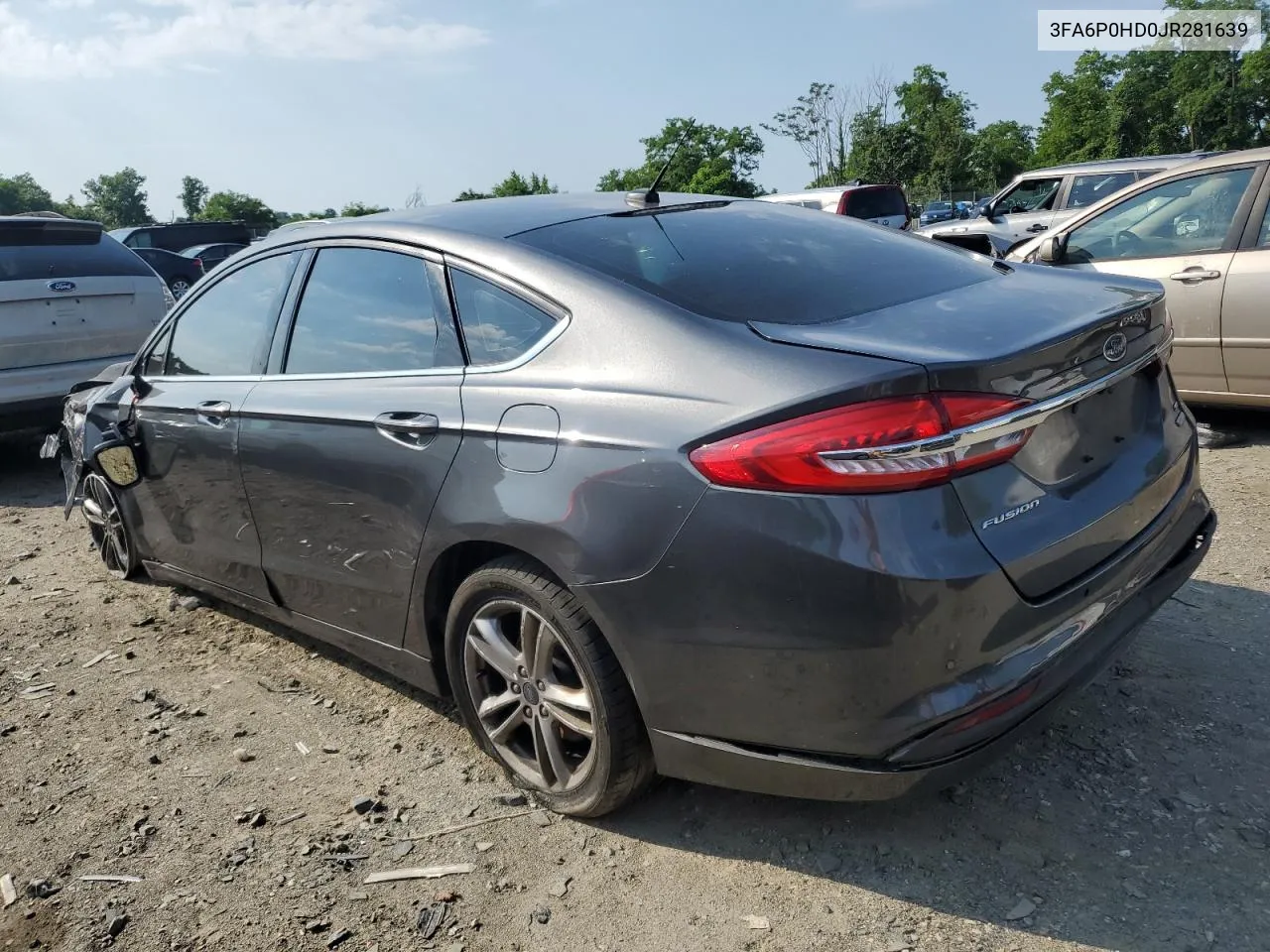 2018 Ford Fusion Se VIN: 3FA6P0HD0JR281639 Lot: 58072254