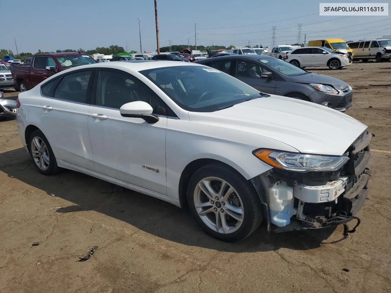 3FA6P0LU6JR116315 2018 Ford Fusion Se Hybrid