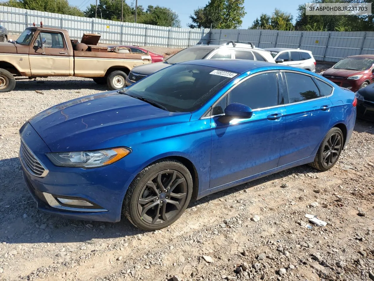 2018 Ford Fusion Se VIN: 3FA6P0HD8JR231703 Lot: 74822234