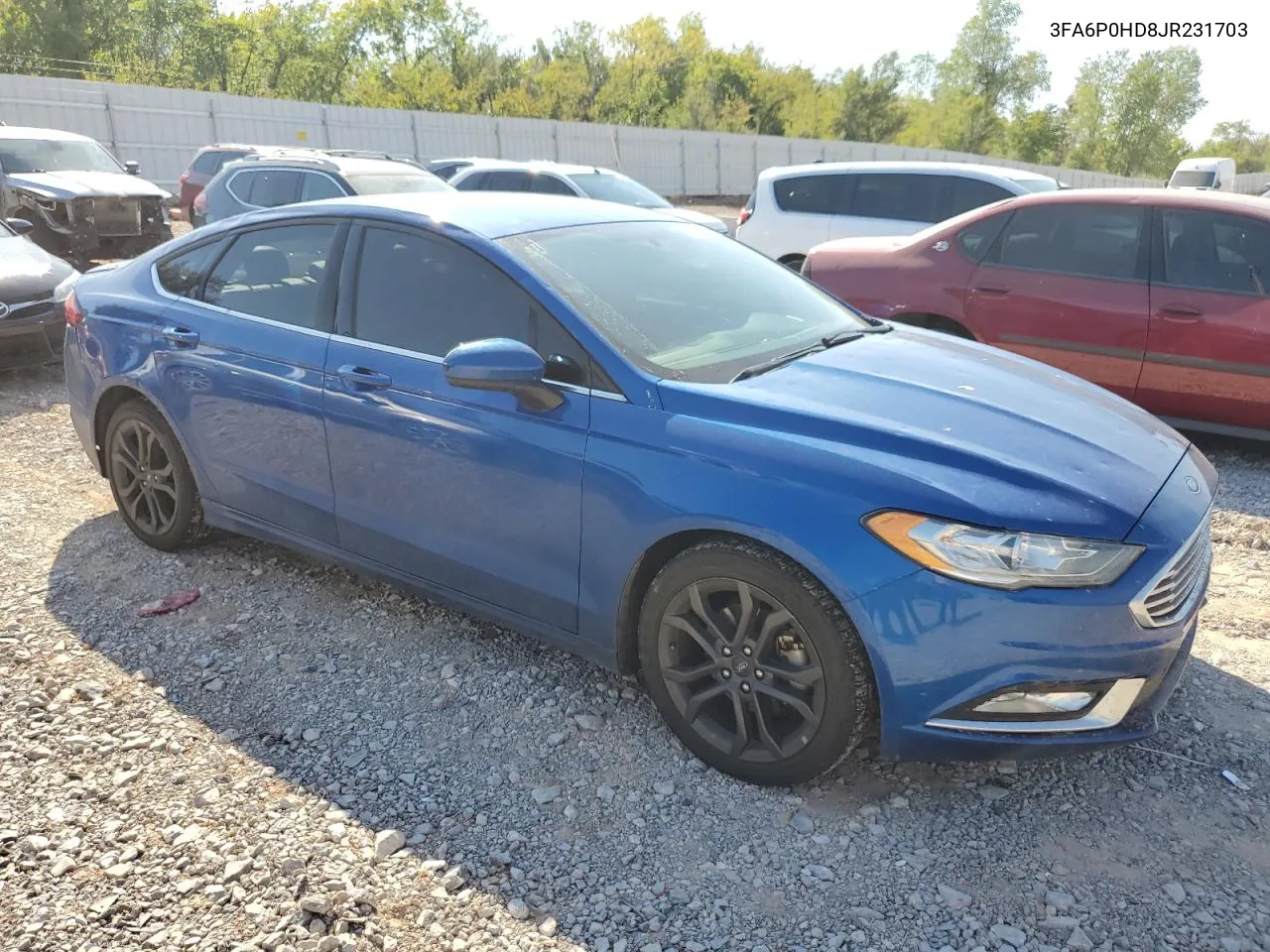 2018 Ford Fusion Se VIN: 3FA6P0HD8JR231703 Lot: 74822234