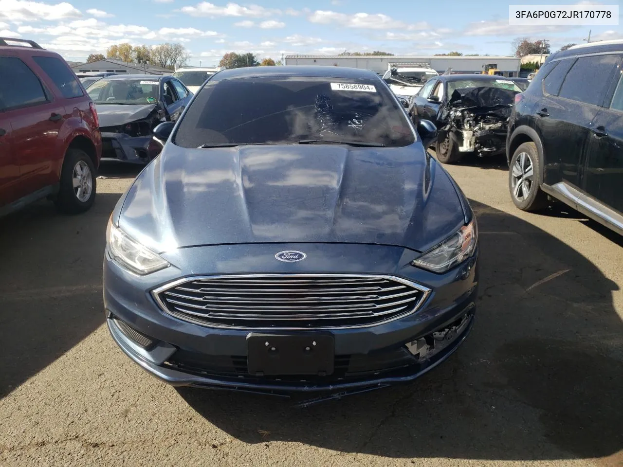 2018 Ford Fusion S VIN: 3FA6P0G72JR170778 Lot: 75858904