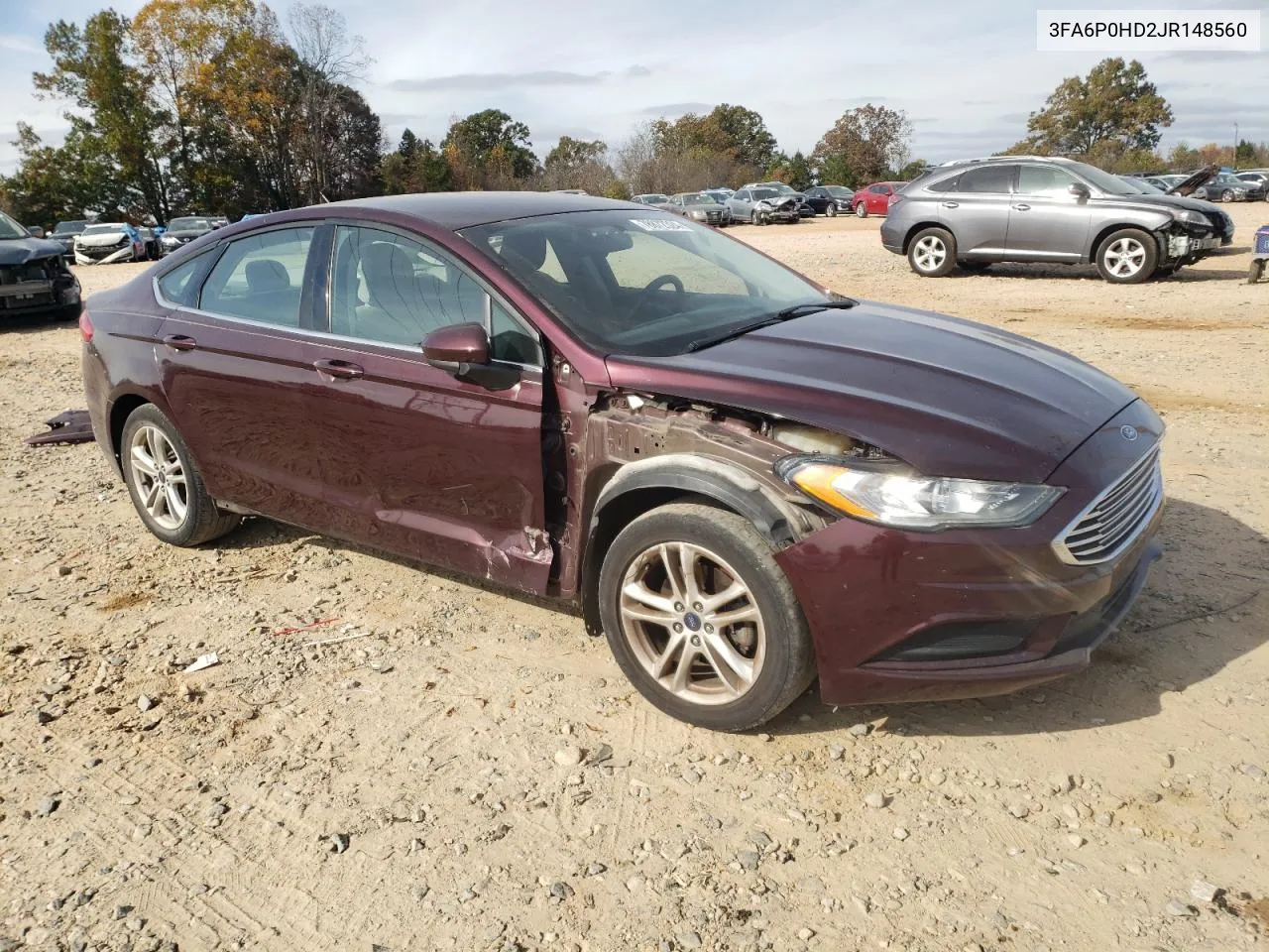 2018 Ford Fusion Se VIN: 3FA6P0HD2JR148560 Lot: 78872324