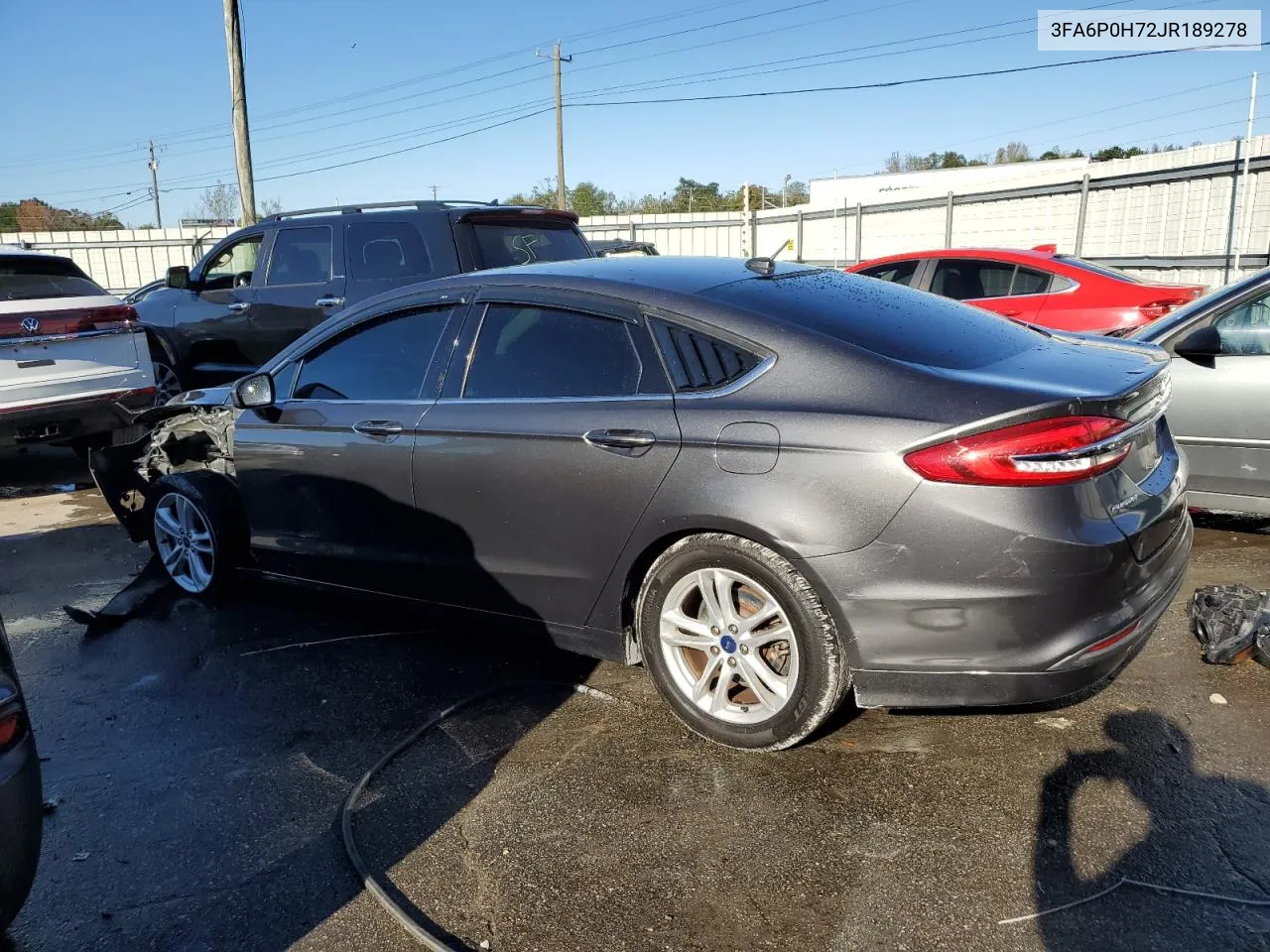 2018 Ford Fusion Se VIN: 3FA6P0H72JR189278 Lot: 81379264