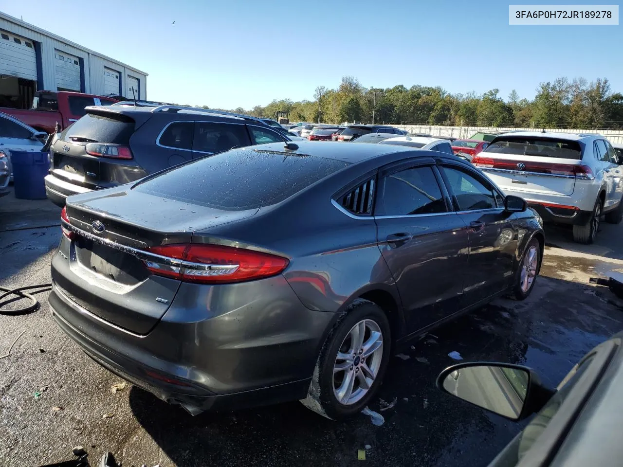 2018 Ford Fusion Se VIN: 3FA6P0H72JR189278 Lot: 81379264