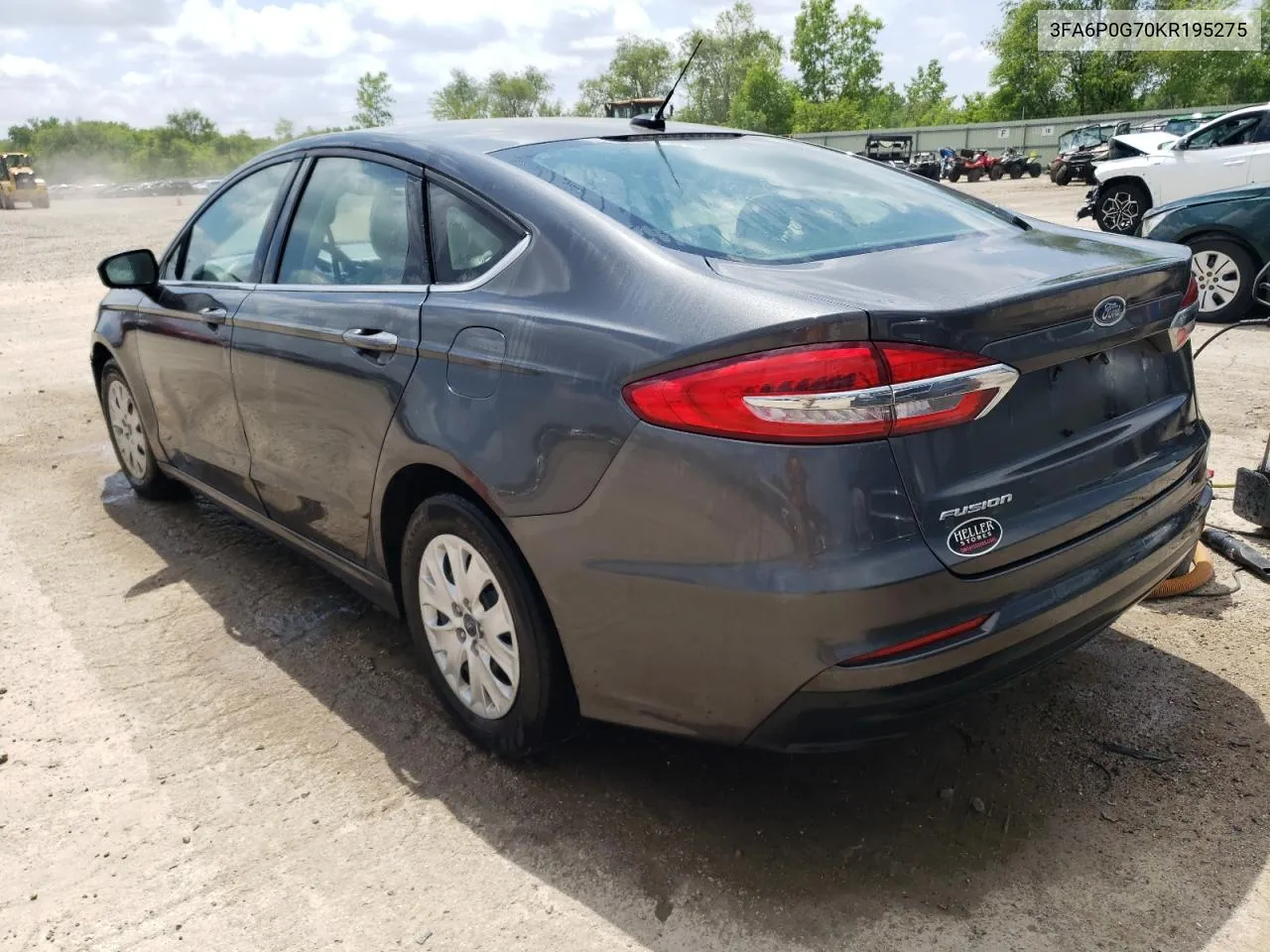 2019 Ford Fusion S VIN: 3FA6P0G70KR195275 Lot: 54777524