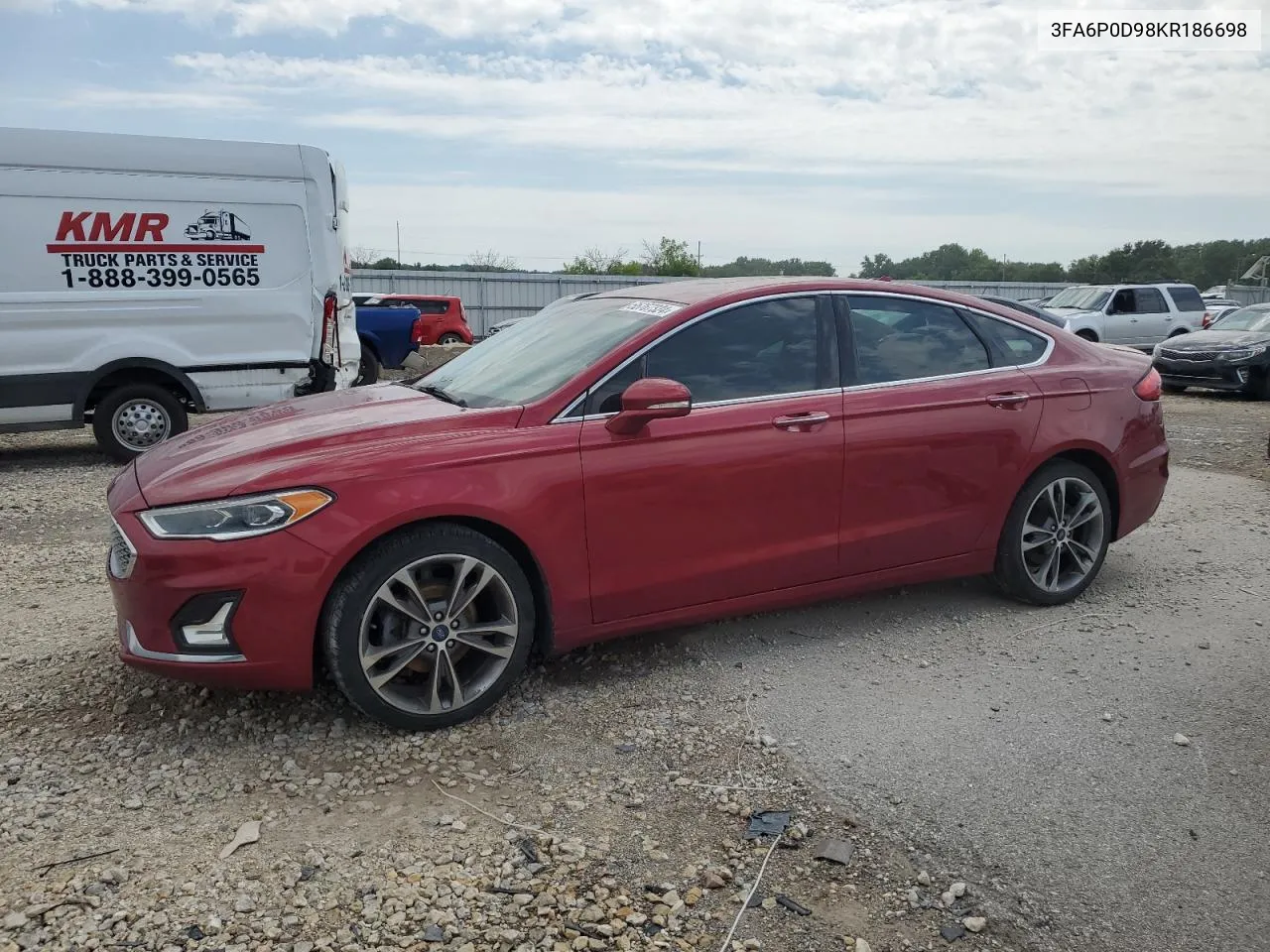 2019 Ford Fusion Titanium VIN: 3FA6P0D98KR186698 Lot: 55767324