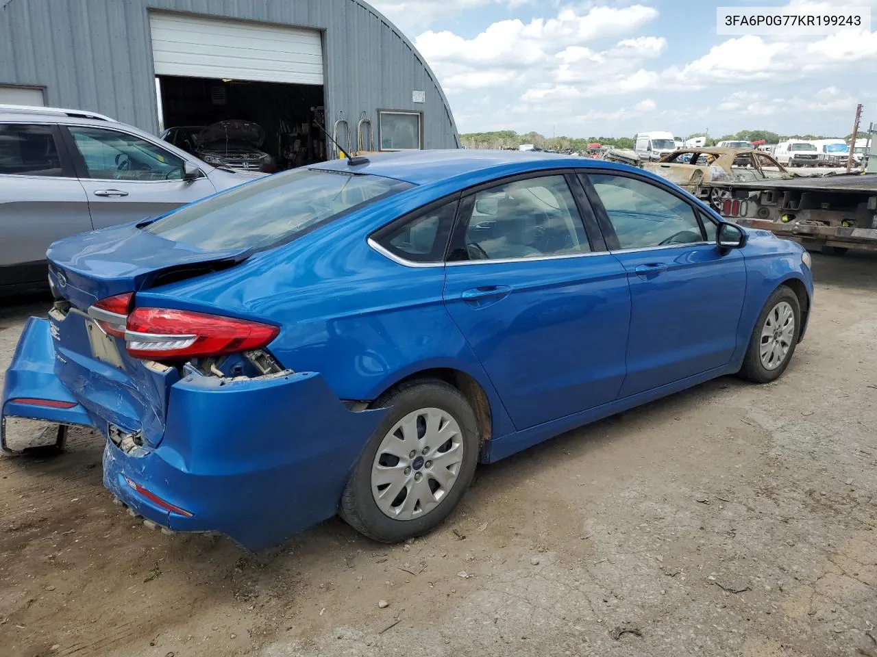 2019 Ford Fusion S VIN: 3FA6P0G77KR199243 Lot: 59414664