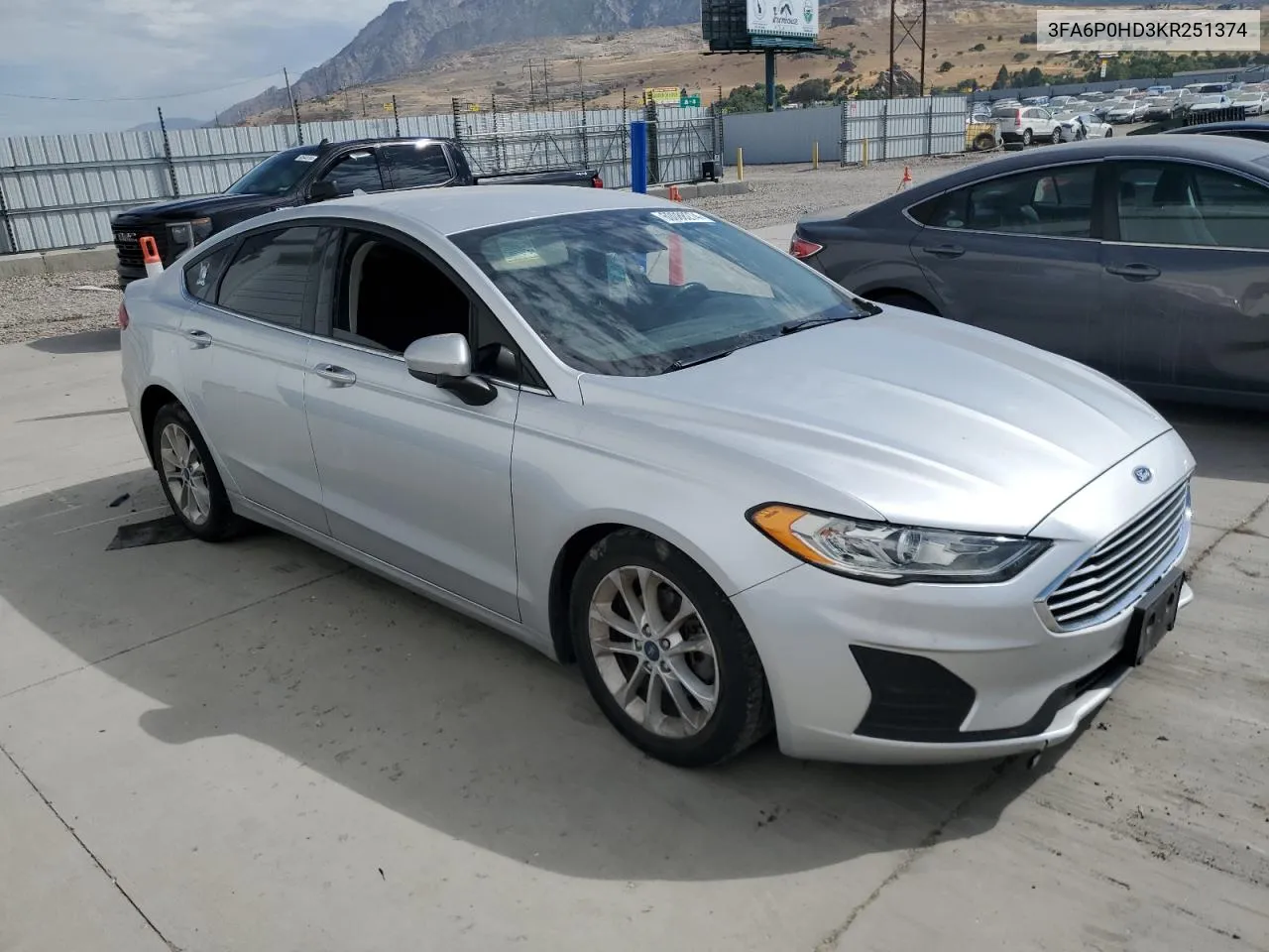 2019 Ford Fusion Se VIN: 3FA6P0HD3KR251374 Lot: 60088274