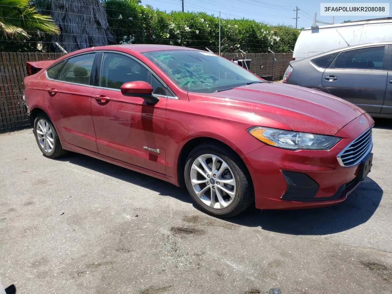 2019 Ford Fusion Se VIN: 3FA6P0LU8KR208088 Lot: 61734254