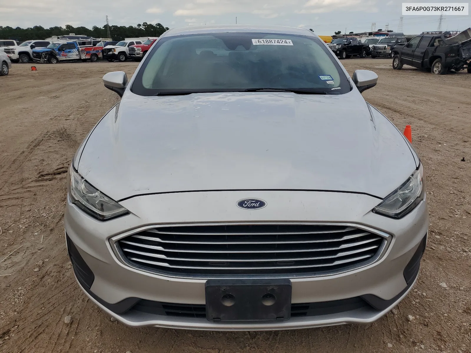 2019 Ford Fusion S VIN: 3FA6P0G73KR271667 Lot: 61887424