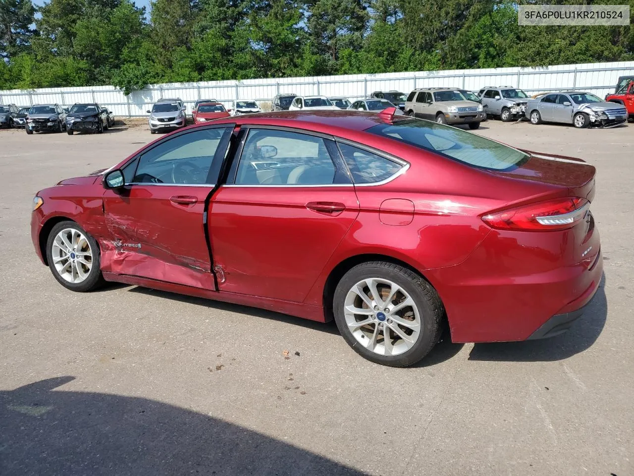 2019 Ford Fusion Se VIN: 3FA6P0LU1KR210524 Lot: 62045274