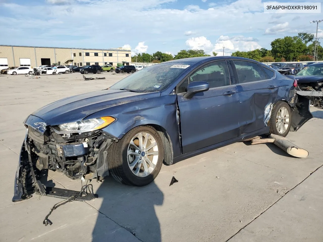 2019 Ford Fusion Se VIN: 3FA6P0HDXKR198091 Lot: 64562534