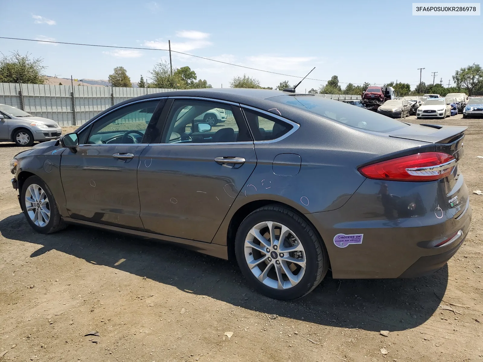 2019 Ford Fusion Titanium VIN: 3FA6P0SU0KR286978 Lot: 64583644