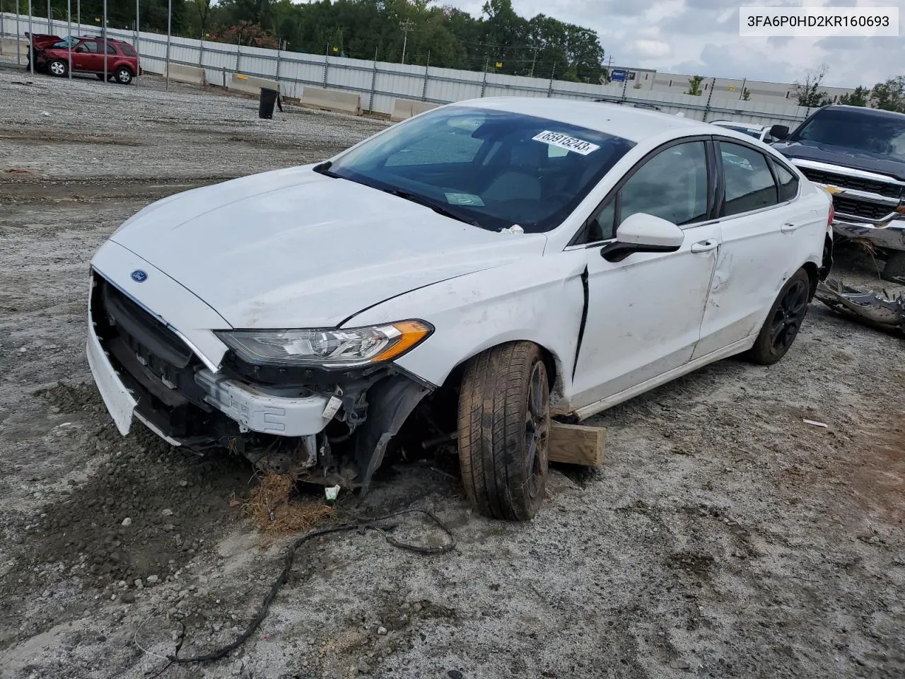 2019 Ford Fusion Se VIN: 3FA6P0HD2KR160693 Lot: 65915243