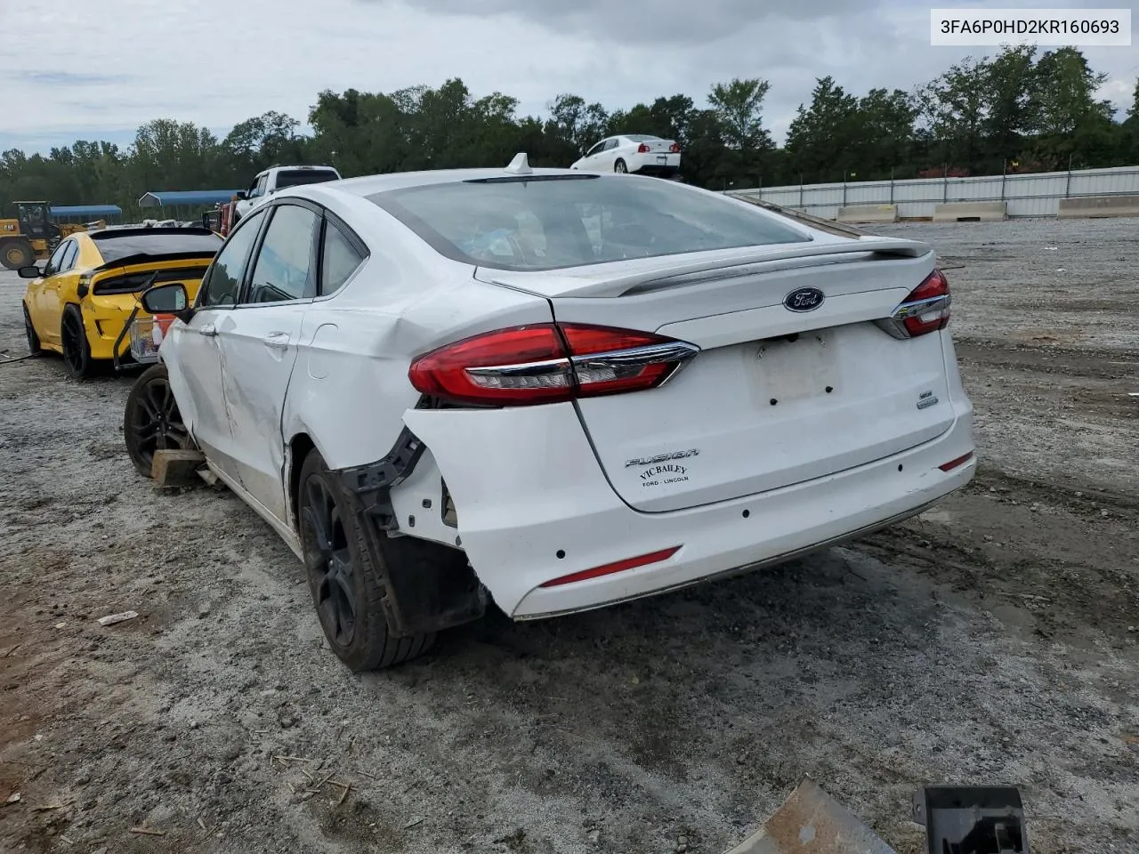 2019 Ford Fusion Se VIN: 3FA6P0HD2KR160693 Lot: 65915243