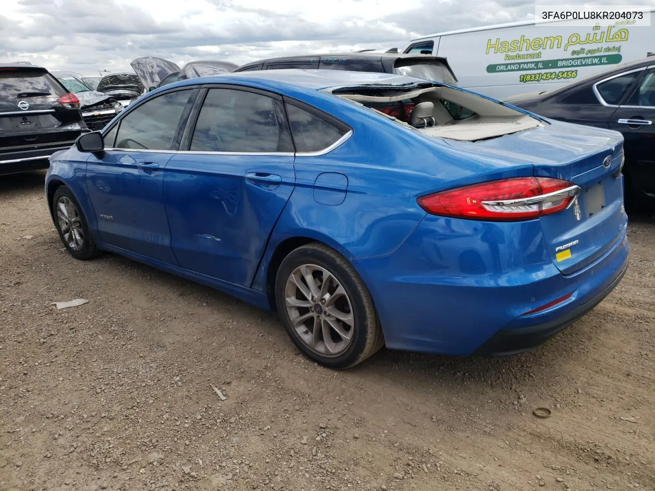 2019 Ford Fusion Se VIN: 3FA6P0LU8KR204073 Lot: 70085304