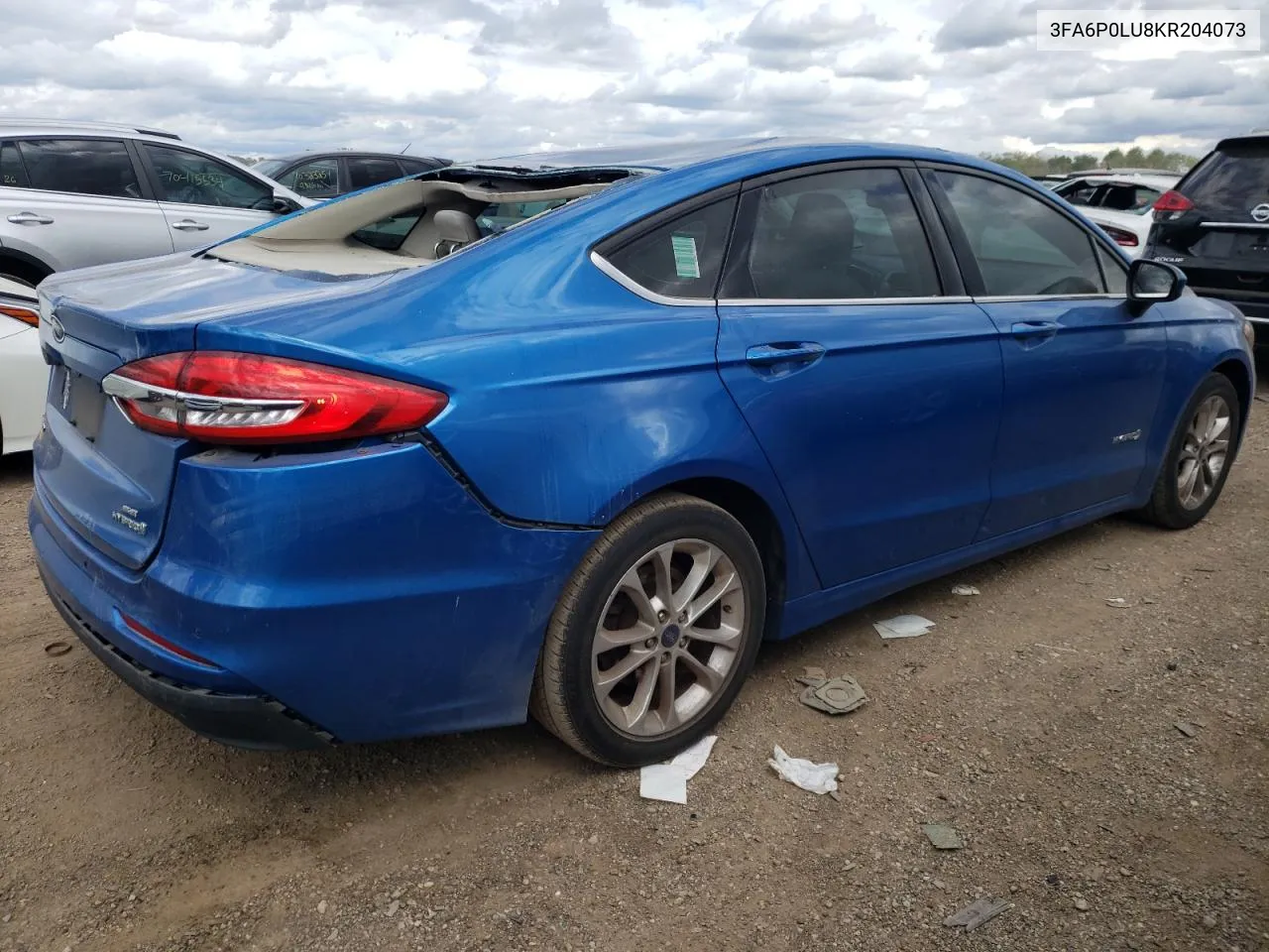 2019 Ford Fusion Se VIN: 3FA6P0LU8KR204073 Lot: 70085304