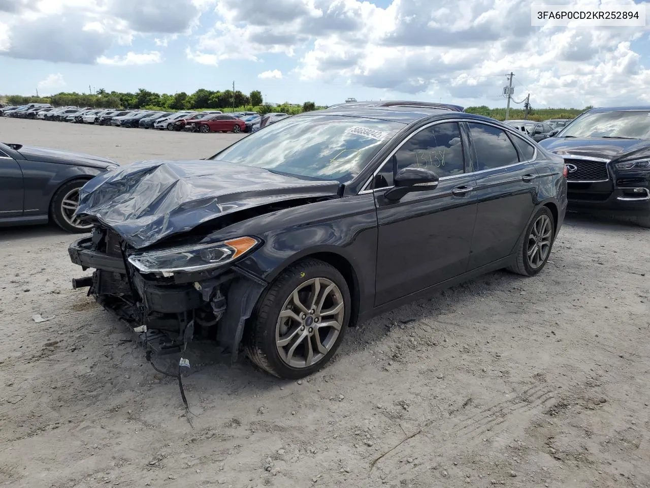 2019 Ford Fusion Sel VIN: 3FA6P0CD2KR252894 Lot: 71783544