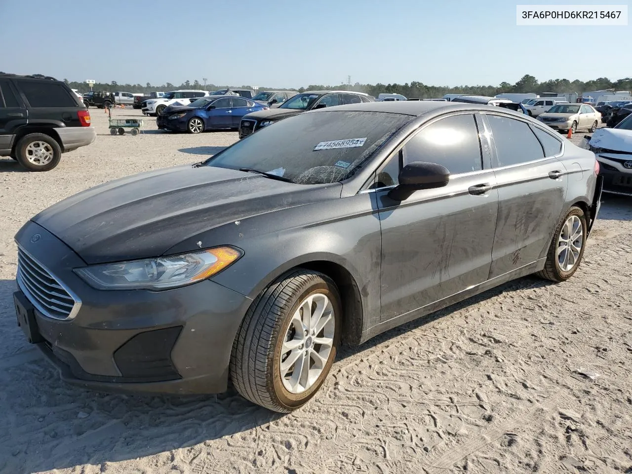 2019 Ford Fusion Se VIN: 3FA6P0HD6KR215467 Lot: 74568954