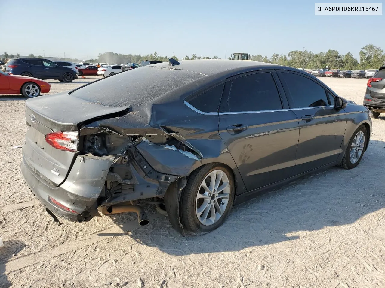 2019 Ford Fusion Se VIN: 3FA6P0HD6KR215467 Lot: 74568954