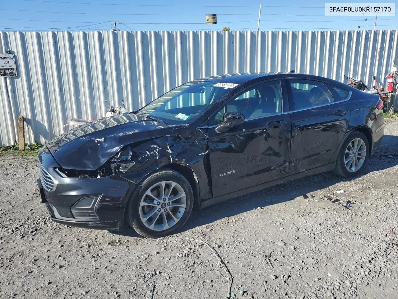 2019 Ford Fusion Se VIN: 3FA6P0LU0KR157170 Lot: 75182974