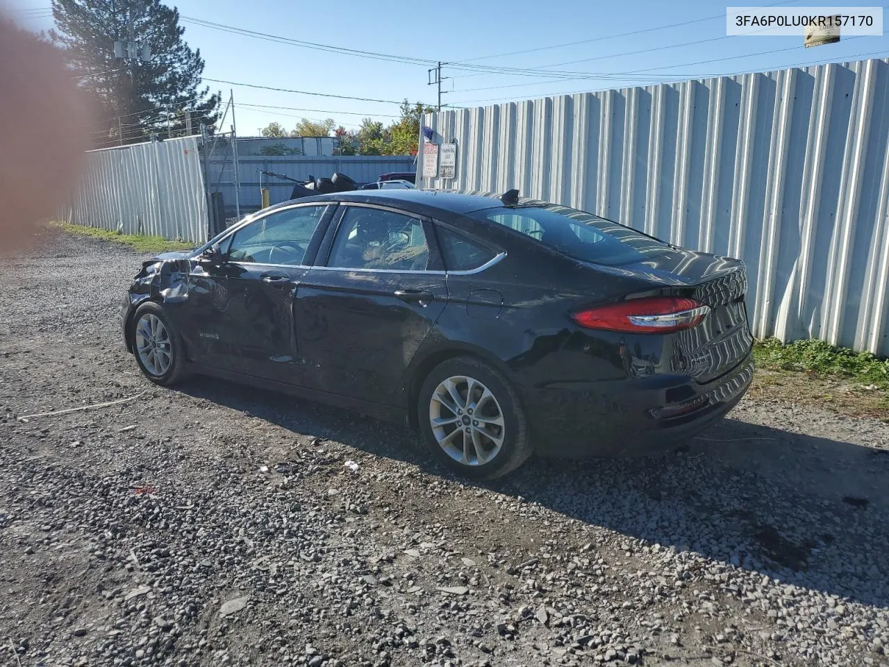 2019 Ford Fusion Se VIN: 3FA6P0LU0KR157170 Lot: 75182974