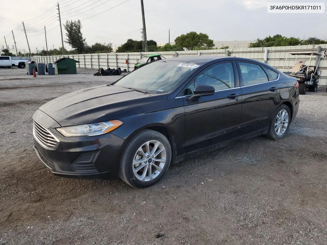 2019 Ford Fusion Se VIN: 3FA6P0HD5KR171011 Lot: 76518374